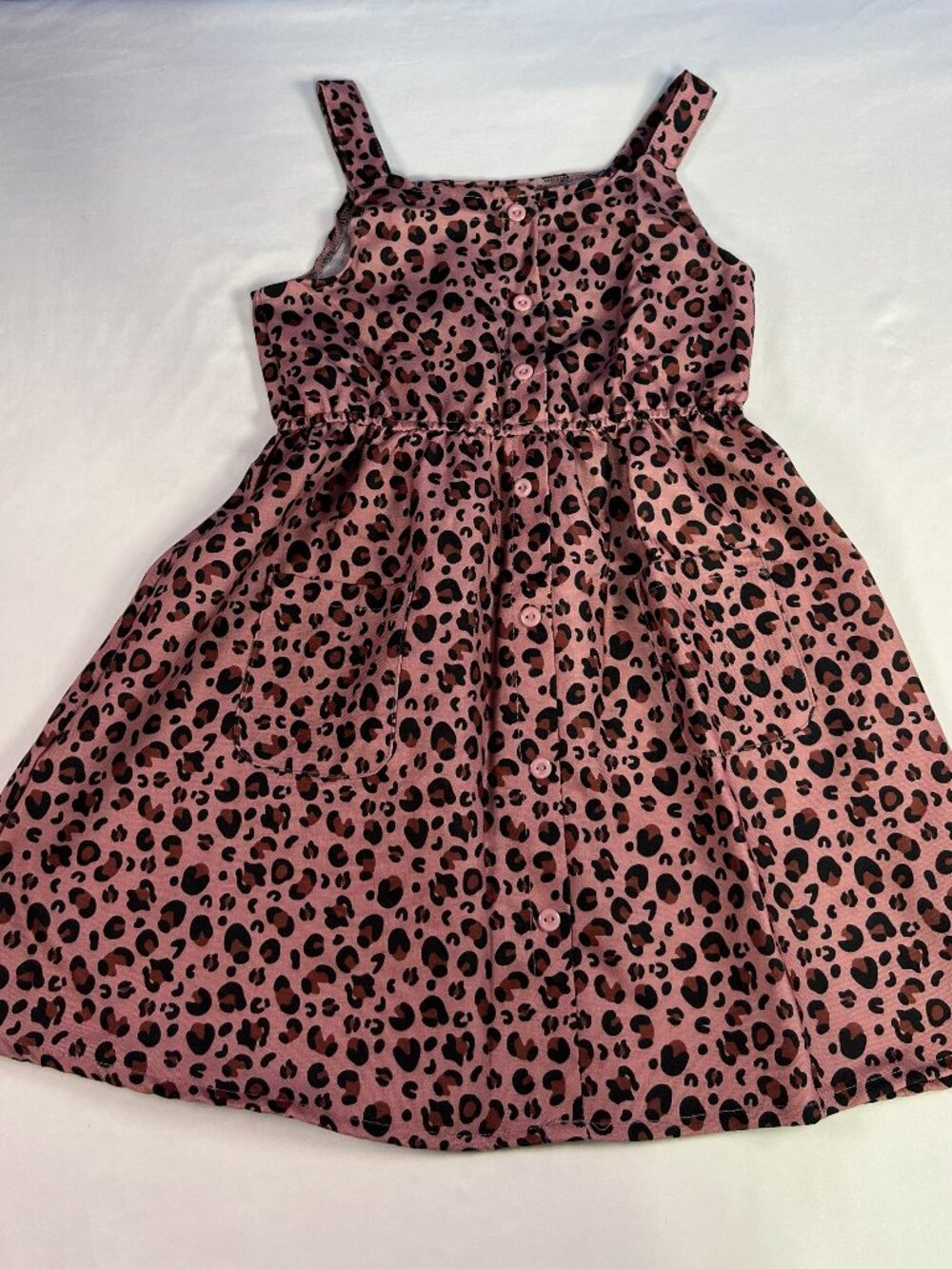 Emma & Elsa Pink Leopard Button-Front Sleeveless Dress Size 6